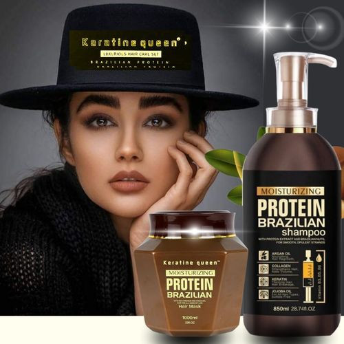 شامپو و ماسک مو کراتین کویین مدل PROTEIN BRAZILIAN پروتئین برزیلی اصل انگلیس-هولوگرام دار