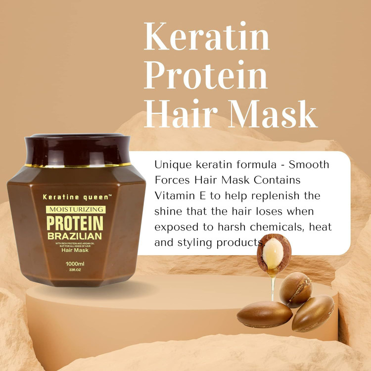 شامپو و ماسک مو کراتین کویین مدل PROTEIN BRAZILIAN پروتئین برزیلی اصل انگلیس-هولوگرام دار