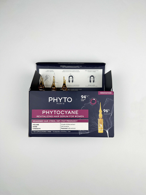 سرم مو فیتو PHYTO مدل PHYTOCYANE-WOMEN 85 بسته 12ویال 5ml اصل فرانسه🇨🇵
