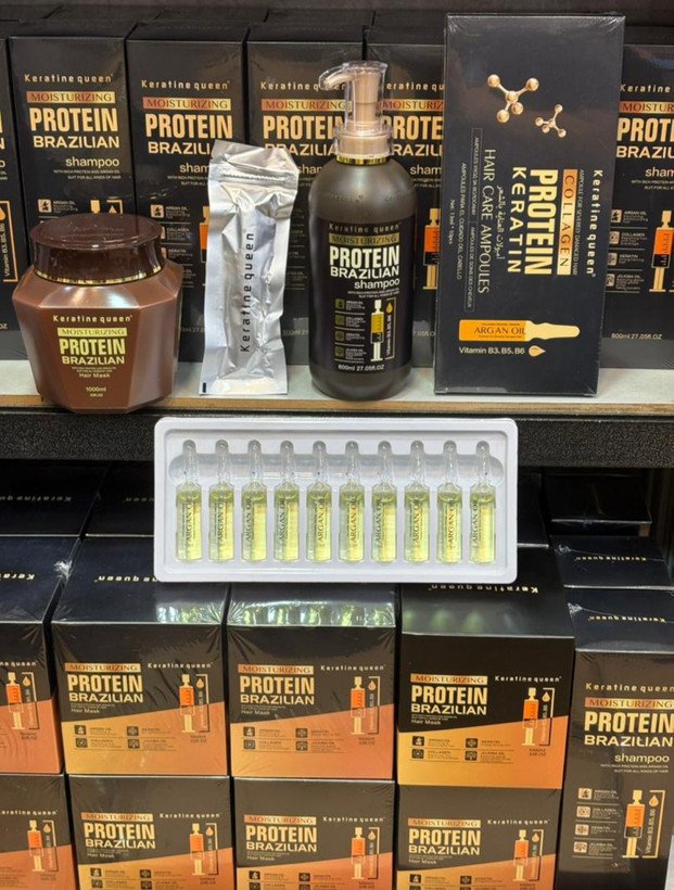 شامپو و ماسک مو کراتین کویین مدل PROTEIN BRAZILIAN پروتئین برزیلی اصل انگلیس-هولوگرام دار